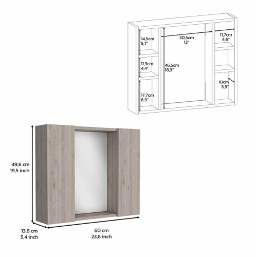 Depot E-Shop Medicine 19H Double Door Cabinet, One External Shelf ... with Depot E-Shop Garnet Medicine Cabinet, Mirror, One External Shelf, Two-Door