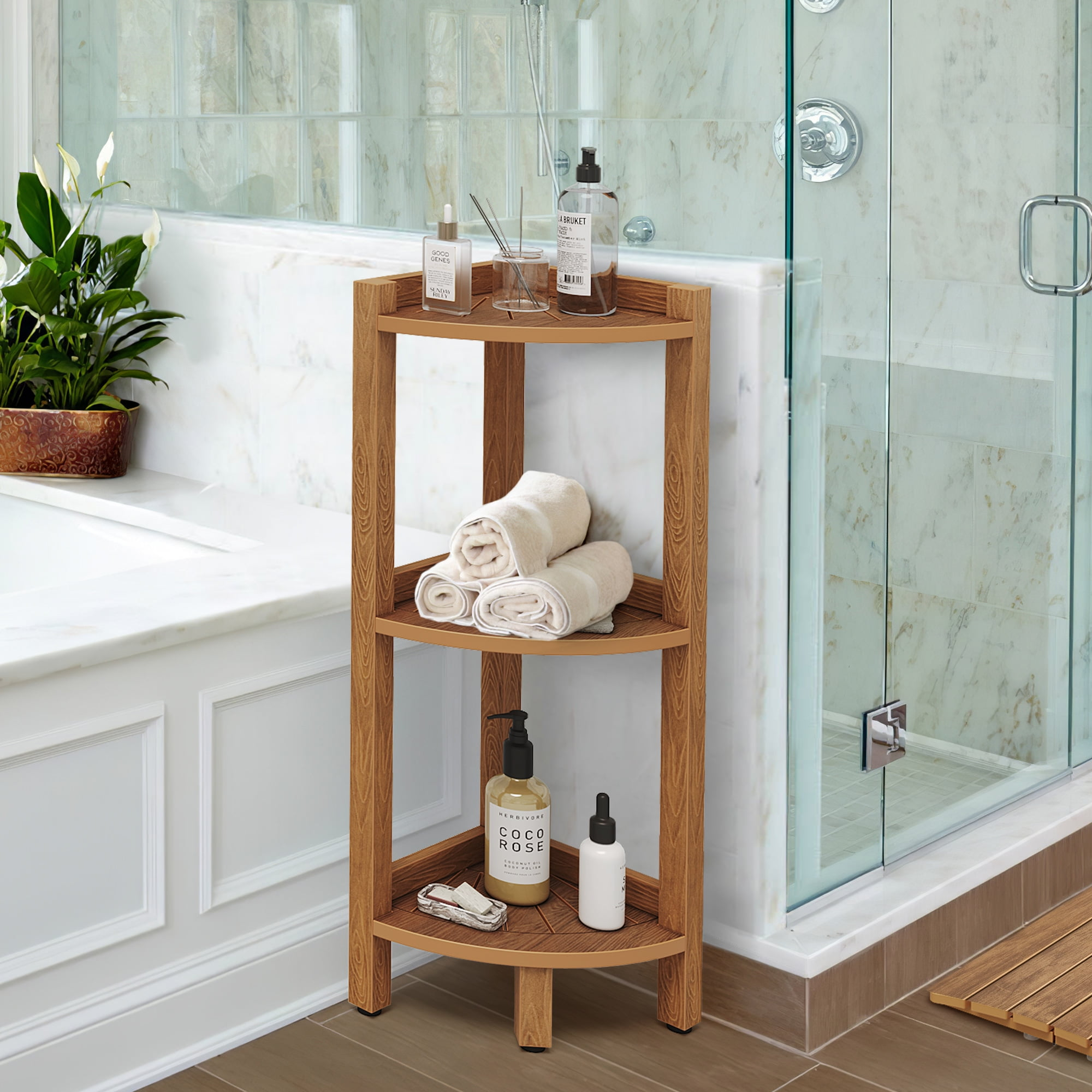 Dwvo 3 Tiers Corner Shelf Corner Stool, Poly Lumber Corner Shower Bench ... pertaining to Lifestyle & Wellness Corner Shower Self