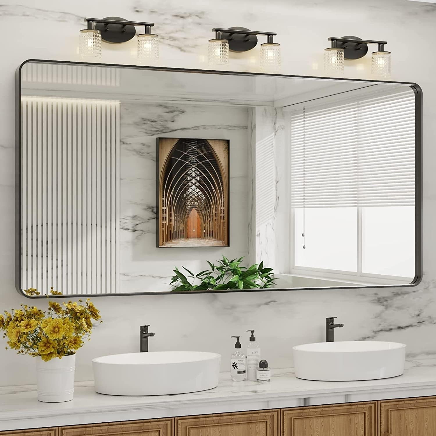 Dyconn Faucet Raven Rectangular Metal Framed Wall Mounted Led Bathroom ... throughout Exploring the Benefits of Backlit Vanity Mirrors in Modern Bathrooms