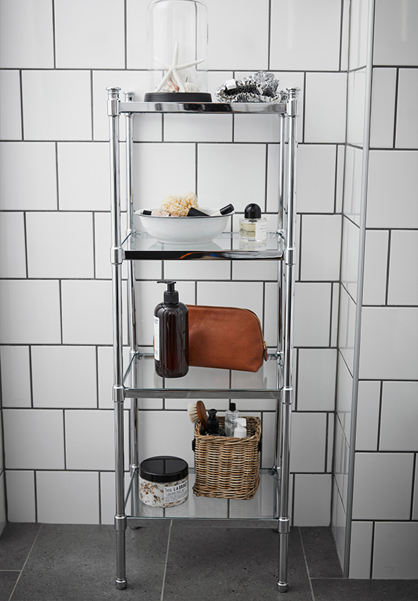 Four Tier Shelf Chrome - Miller Bathroom regarding Pool Bathroom Shelf Chrome