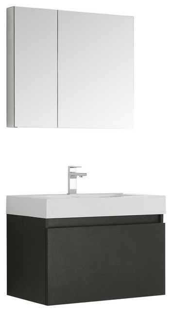 Fresca Mezzo Wall Hung Modern Bathroom Vanity W/ Medicine Cabinet, 30 ... regarding Maximizing Small Bathroom Space with Fresca FCB8008BW Mezzo Cabinet