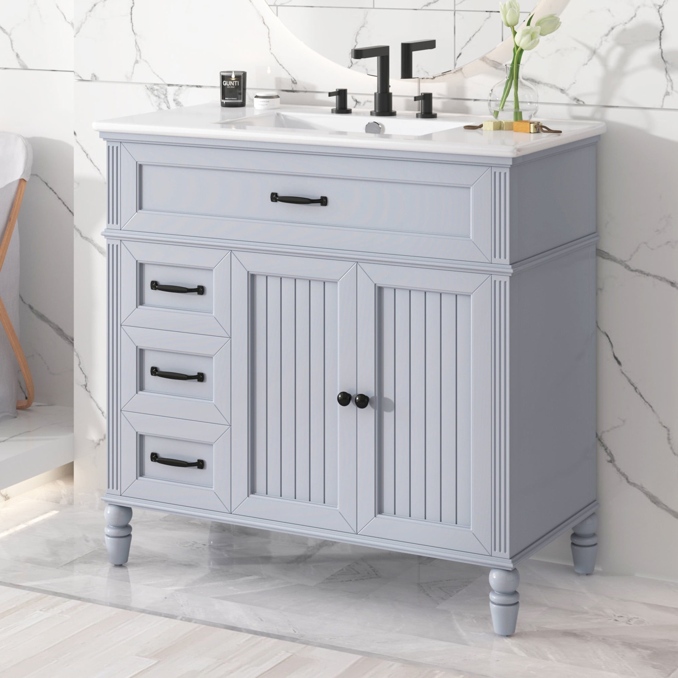 Gdf Studio Modern Bathroom Vanity With Cabinet, Drawers, Soft-Closing ... for Gdf Studio 24"W Bathroom Storage Cabinet