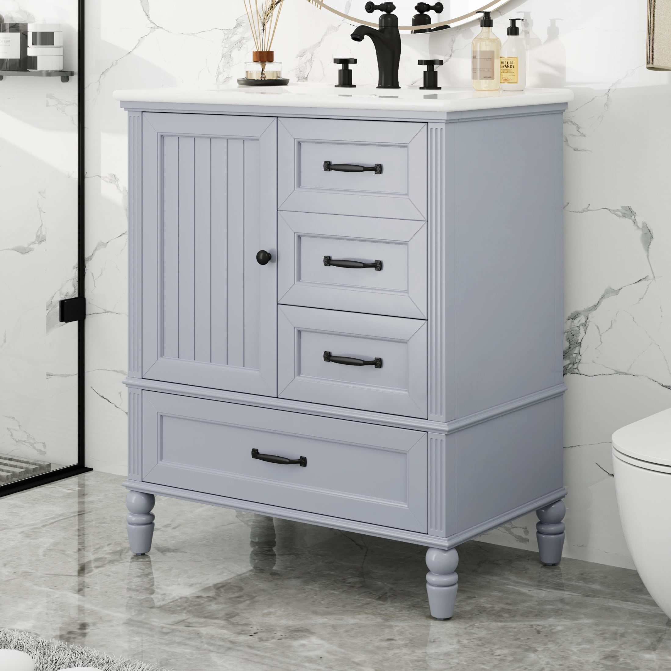 Gdf Studio Modern Bathroom Vanity With Cabinet, Drawers, Solid Wood ... within Gdf Studio 24"W Bathroom Storage Cabinet