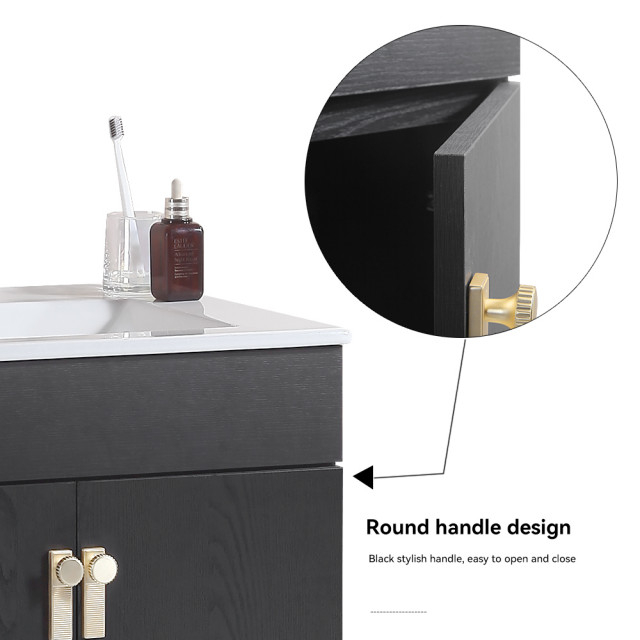 Gewnee 24" Bathroom Vanity With Metal Leg - Contemporary - Bathroom ... regarding Gewnee Modern Bathroom Cabinet