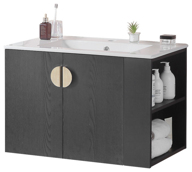 Gewnee 30" Bathroom Vanity With Sink - Contemporary - Bathroom Vanities ... inside Space-Saving Solutions Gewnee Modern Bathroom Cabinets for Urban Living