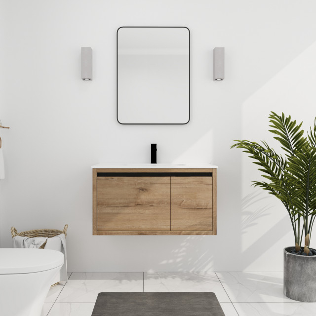 Gewnee 36" Wall Mounted Bathroom Vanity With Gel Sink - Contemporary ... for Gewnee Modern Bathroom Cabinet