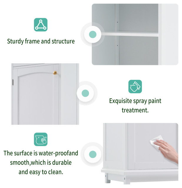 Gewnee 63" Tall Bathroom Storage Cabinet With Glass Doors - Modern ... with Gewnee 63" Tall Bathroom Storage Cabinet