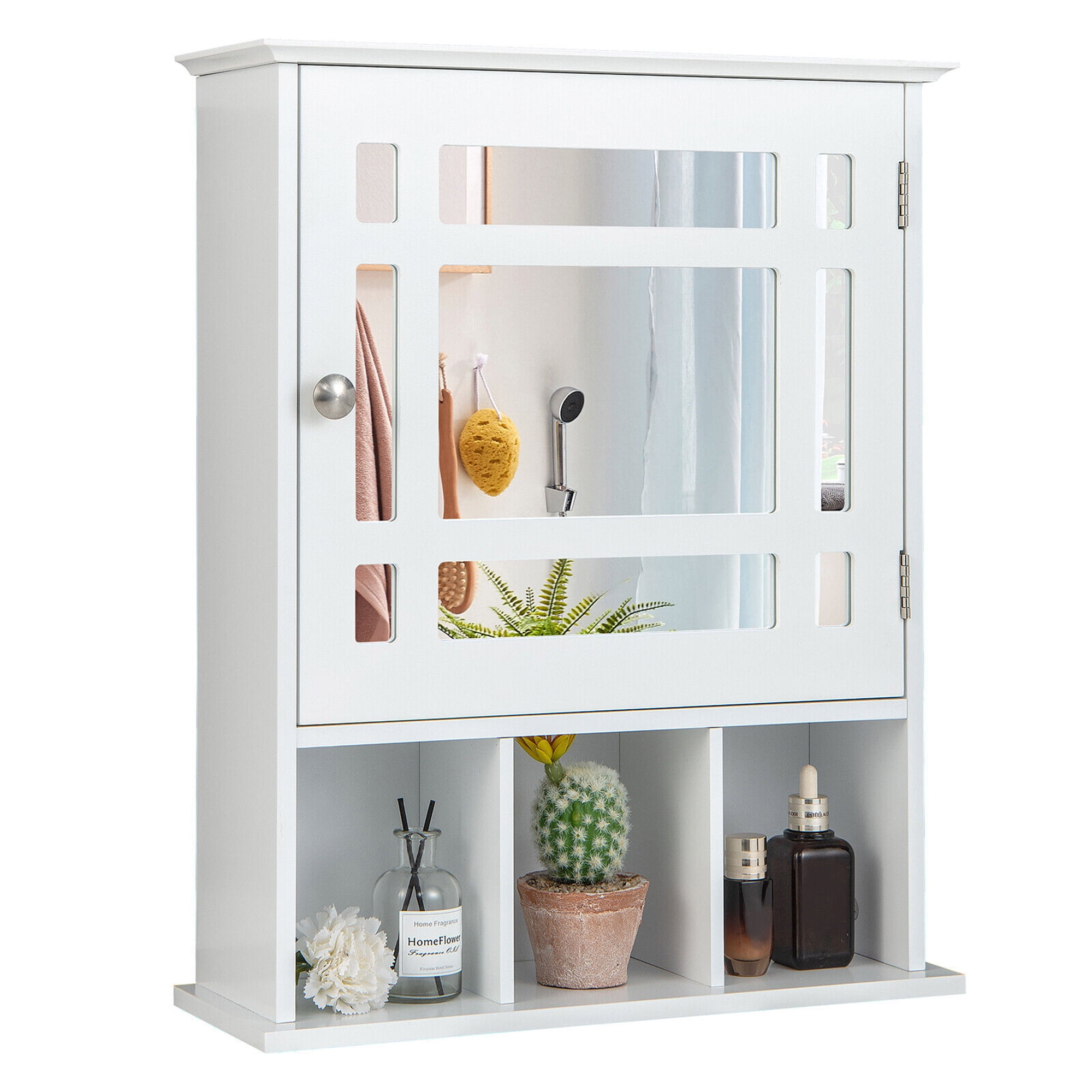 Gymax Bathroom Wall Mounted Medicine Cabinet With Adjustable Shelf And ... for Exploring Design Options for Beautiful White Bathroom Storage Solutions