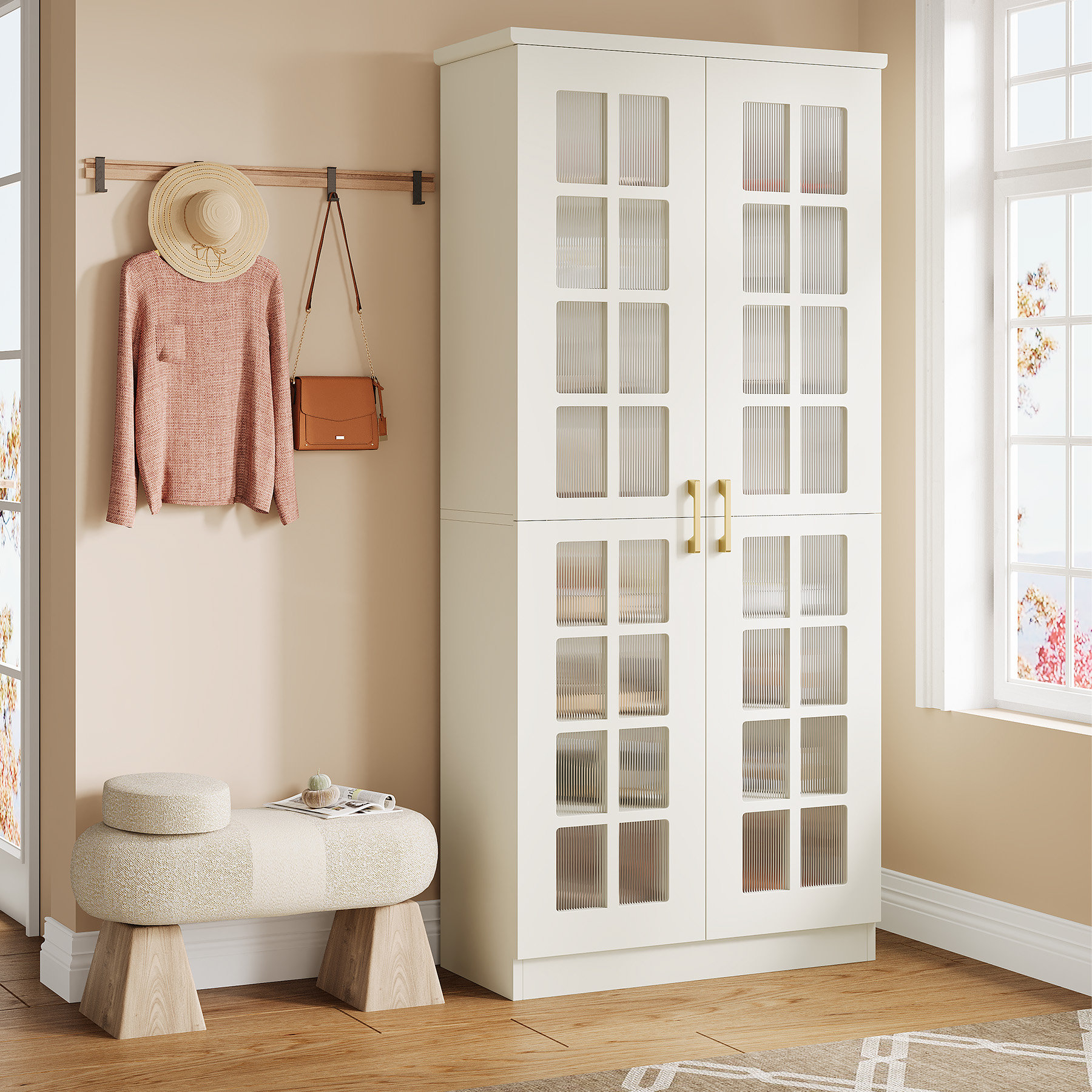 Hokku Designs 71'' Tall Shoe Cabinet With Doors, 8-Tier Shoe Storage ... in 71" Side Cabinet