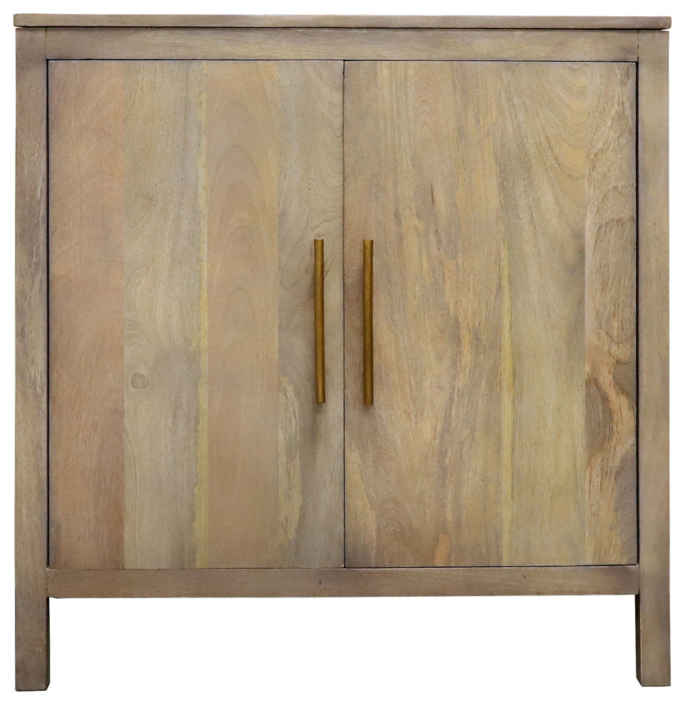 Inplace Ash Gray Real Mango Wood 2 Door Accent Cabinet, 32"X15"X34 ... intended for Boston 19" Storage Cabinet, Ash Gray