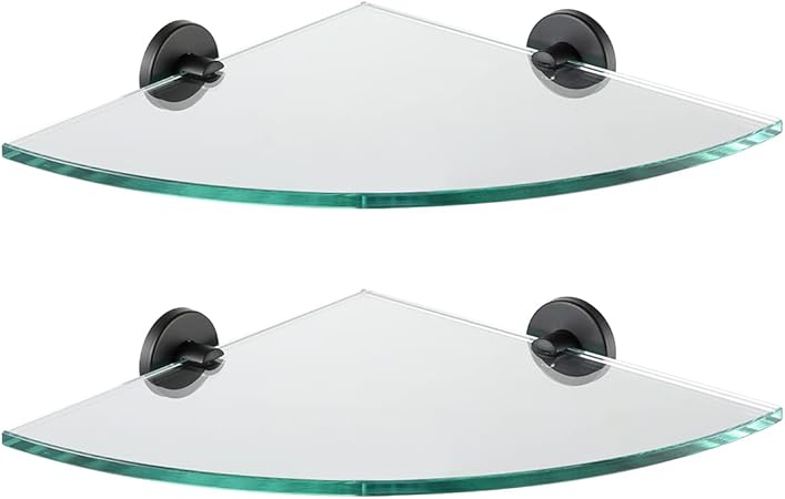 Jqk Corner Glass Shelf Black, Bathroom 304 Stainless Steel Shower ... throughout Tempered Glass Shelf Triangle Corner