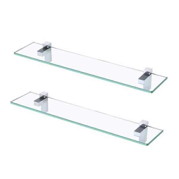 Kes 2 Pack 24 In. W X 4 In. H X 5 In. D Bathroom Aluminum Tempered ... intended for Designing Safe and Stylish Rectangle Tempered Glass Shelves
