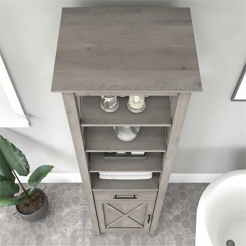 Key West Tall Bathroom Storage Cabinet In Driftwood Gray - Engineered ... with regard to Smart Storage Secrets for Coastal Bathroom Cabinets