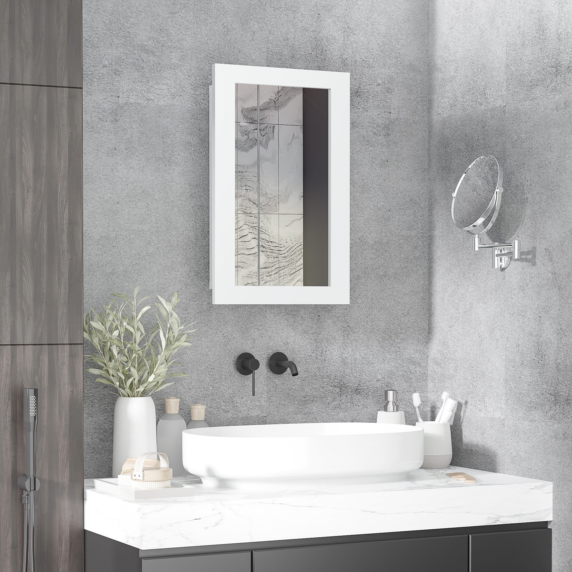 Kleankin Wall-Mounted Medicine Cabinet With Mirror, Adjustable Shelves ... throughout Exploring Design Options for Beautiful White Bathroom Storage Solutions