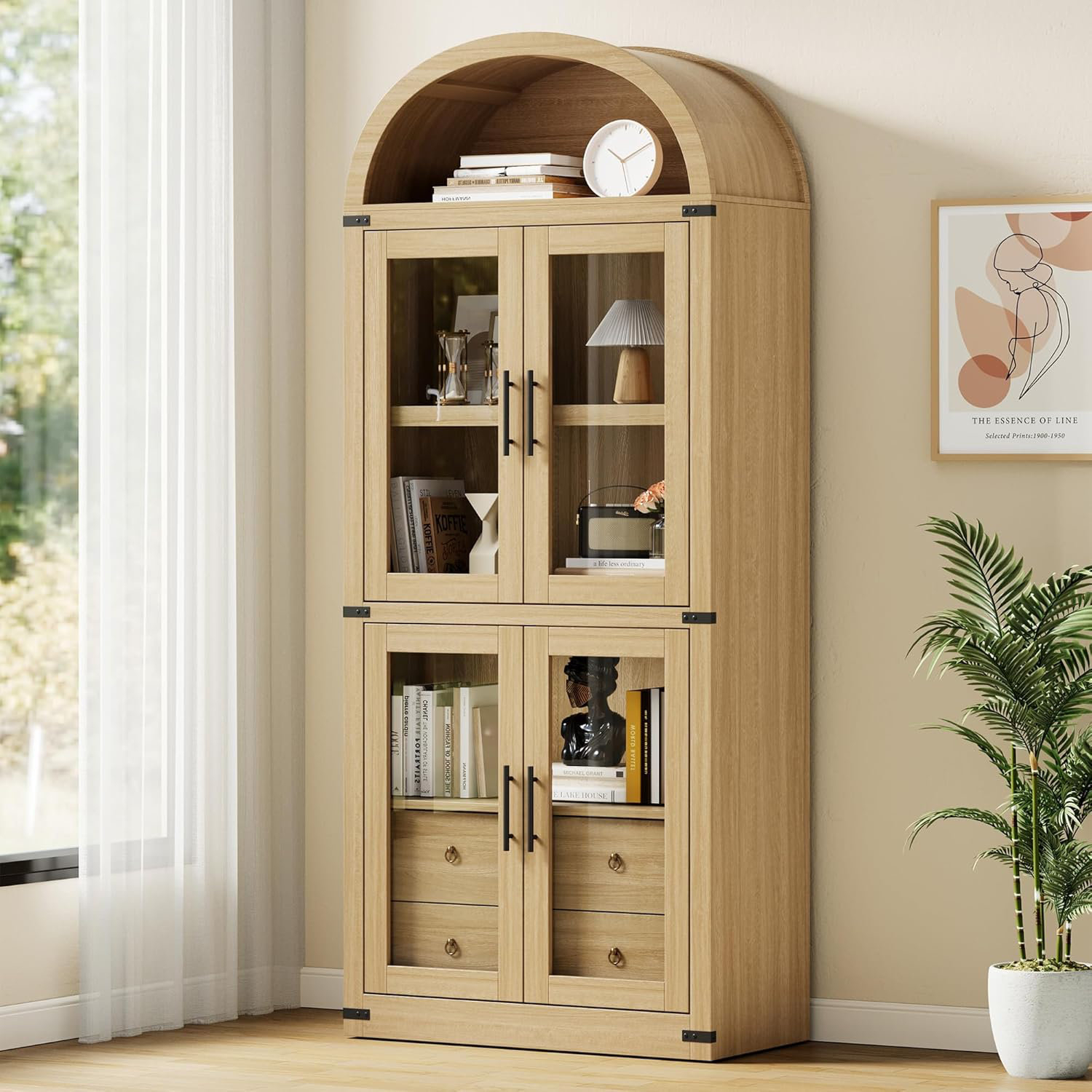 Lark Manorâ„¢ 71.65'' Tall Arched Pantry Cabinet With Doors, Wood ... regarding Design Tips for Incorporating 71 Side Cabinets Into Any Room Layout