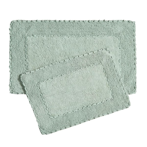 Laura Ashley Ruffle Cotton Border Sage Green 2- Piece Bath Rug Set ... intended for Understanding the Hartford 2-Piece Bathroom Set from DEPOT E-SHOP