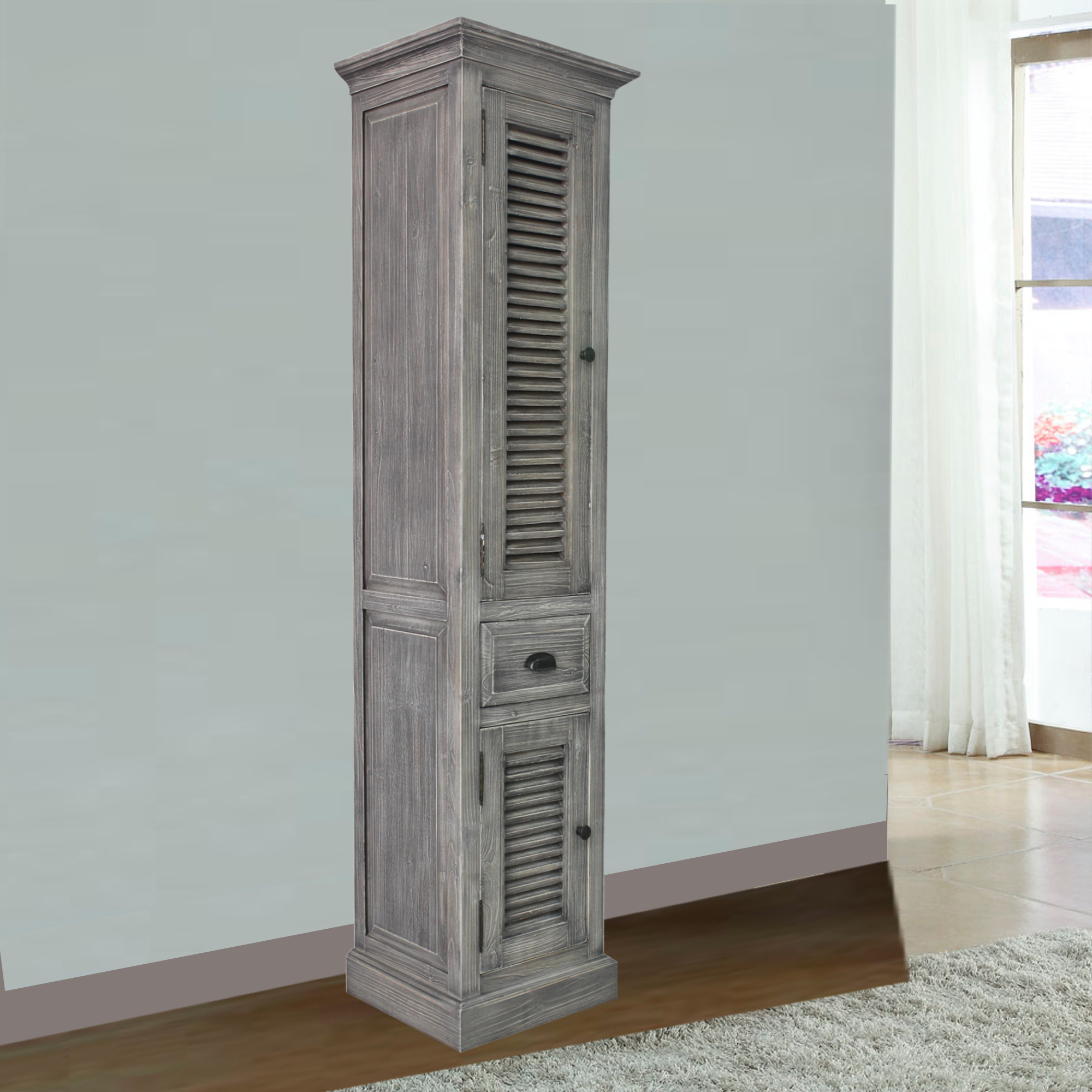 Linen Towers with Rustic Solid Fir Side Cabinet Linen Tower