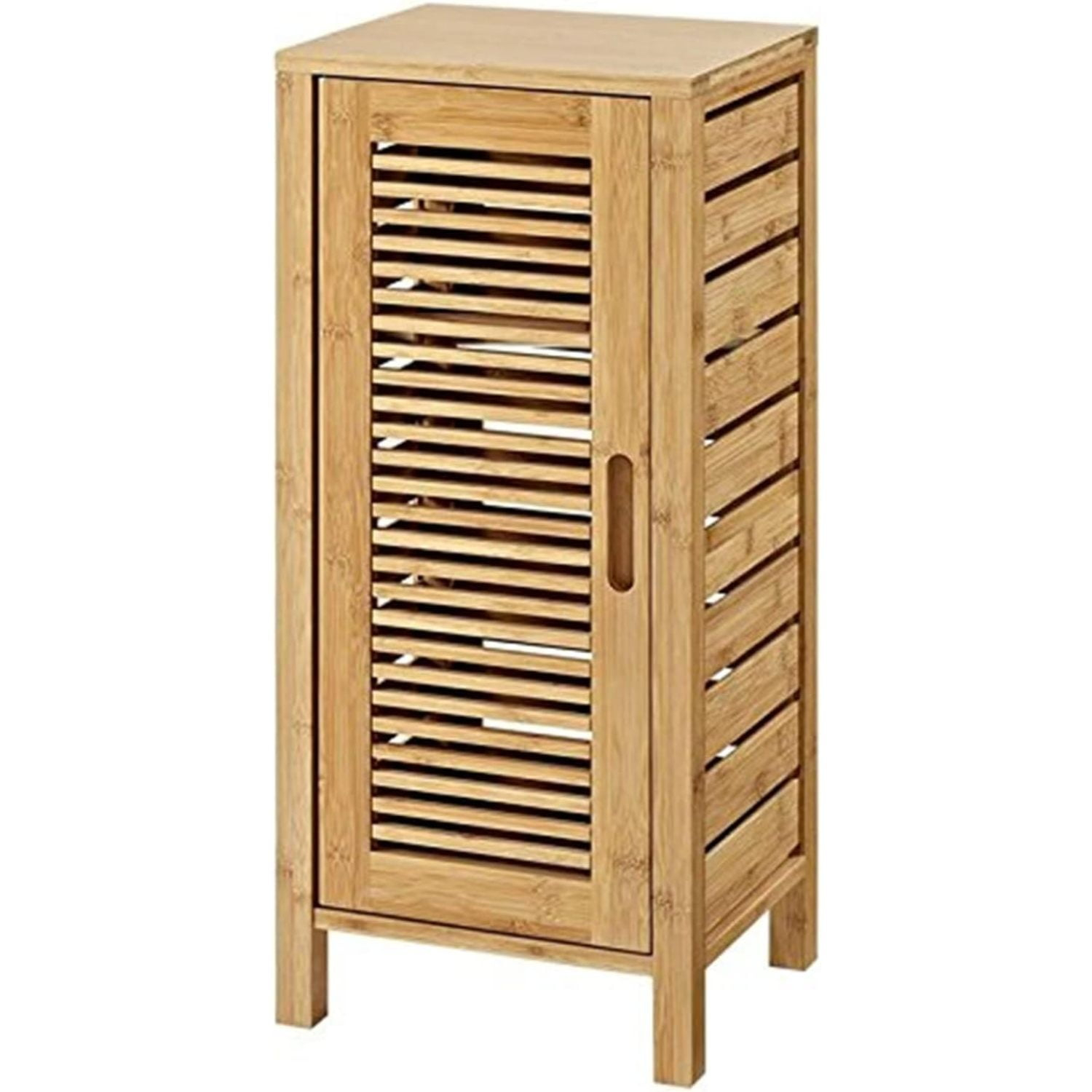 Linon Bracken Sturdy Solid Bamboo Cabinet With A Door And 3 Shelves In ... in Bracken Mid Cabinet Natural Bamboo