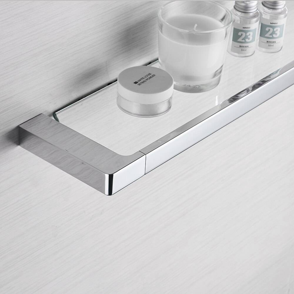 Luxury Bathroom Shelves Chrome Zinc Bath Shelf With Single Tempered ... with regard to Top Tips for Installing and Using Chrome Air Bathroom Shelves