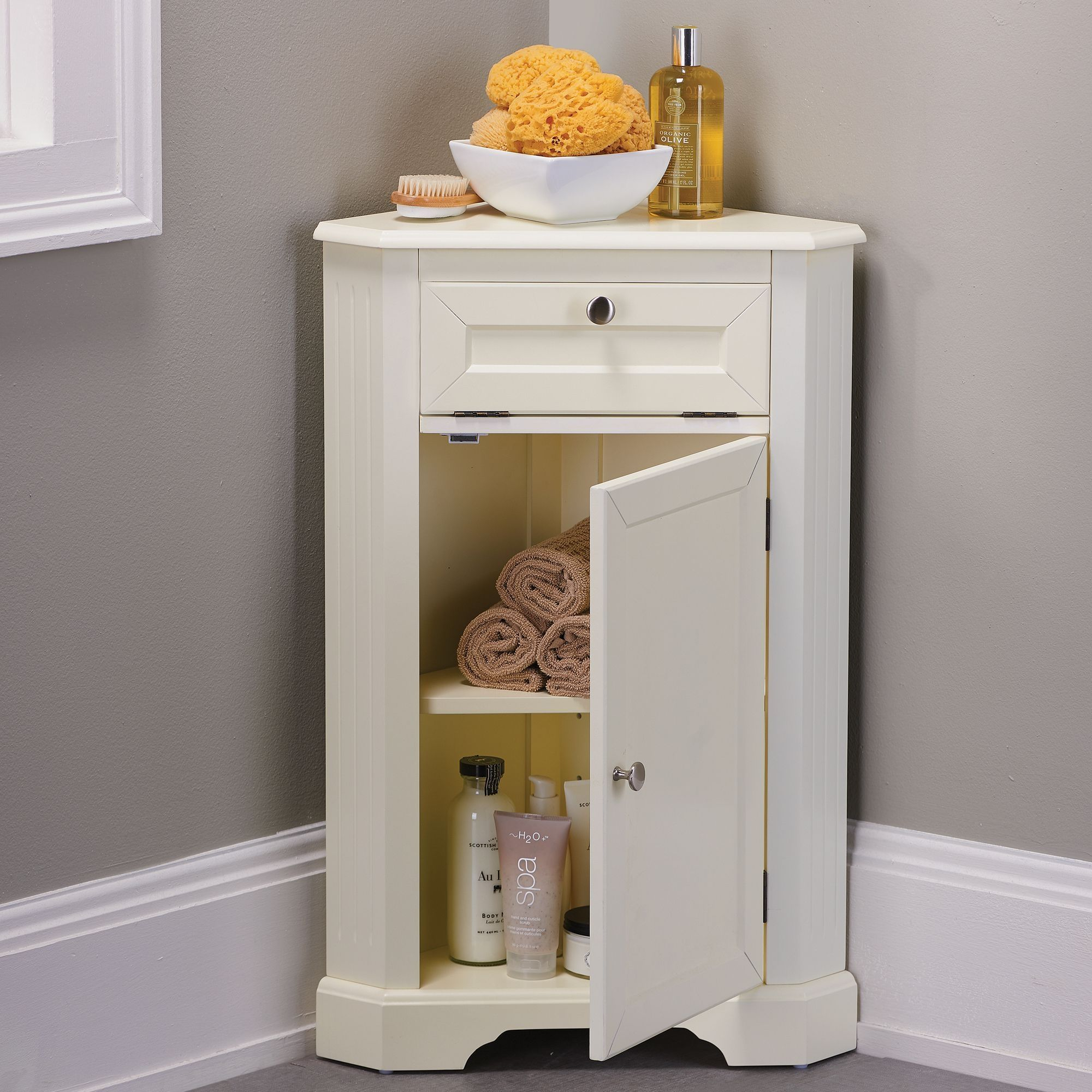 Maximizing Space With A Corner Bathroom Floor Cabinet - Home Cabinets intended for Decatur Corner Bathroom Cabinet
