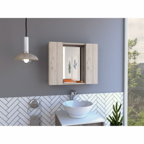 Medicine Cabinet, Two-Door Cabinet, Mirror, One External Shelf-Light ... inside Depot E-Shop Garnet Medicine Cabinet, Mirror, One External Shelf, Two-Door