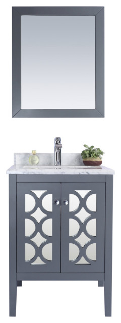 Mediterraneo, 24" Gray Cabinet With White Carrara Marble Countertop ... throughout How Mediterranean Architecture Shapes Modern Design Trends