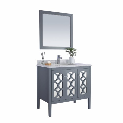 Mediterraneo - 36 - Grey Cabinet + White Carrara Marble Countertop, 1 ... in Mediterraneo, 36" White Cabinet