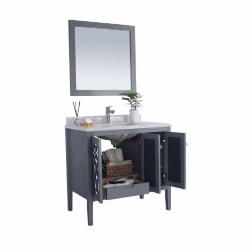 Mediterraneo - 36 - Grey Cabinet + White Carrara Marble Countertop, 1 ... regarding Mediterraneo, 36" White Cabinet