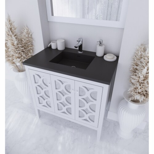 Mediterraneo - 36 - White Cabinet + Matte Black Viva Stone Solid ... intended for Understanding the Appeal of White Cabinets in Modern Kitchen Design