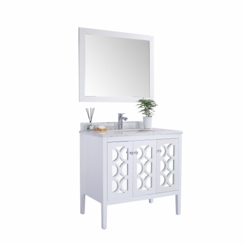 Mediterraneo - 36 - White Cabinet + White Carrara Marble Countertop, 1 ... inside Mediterraneo, 36" White Cabinet