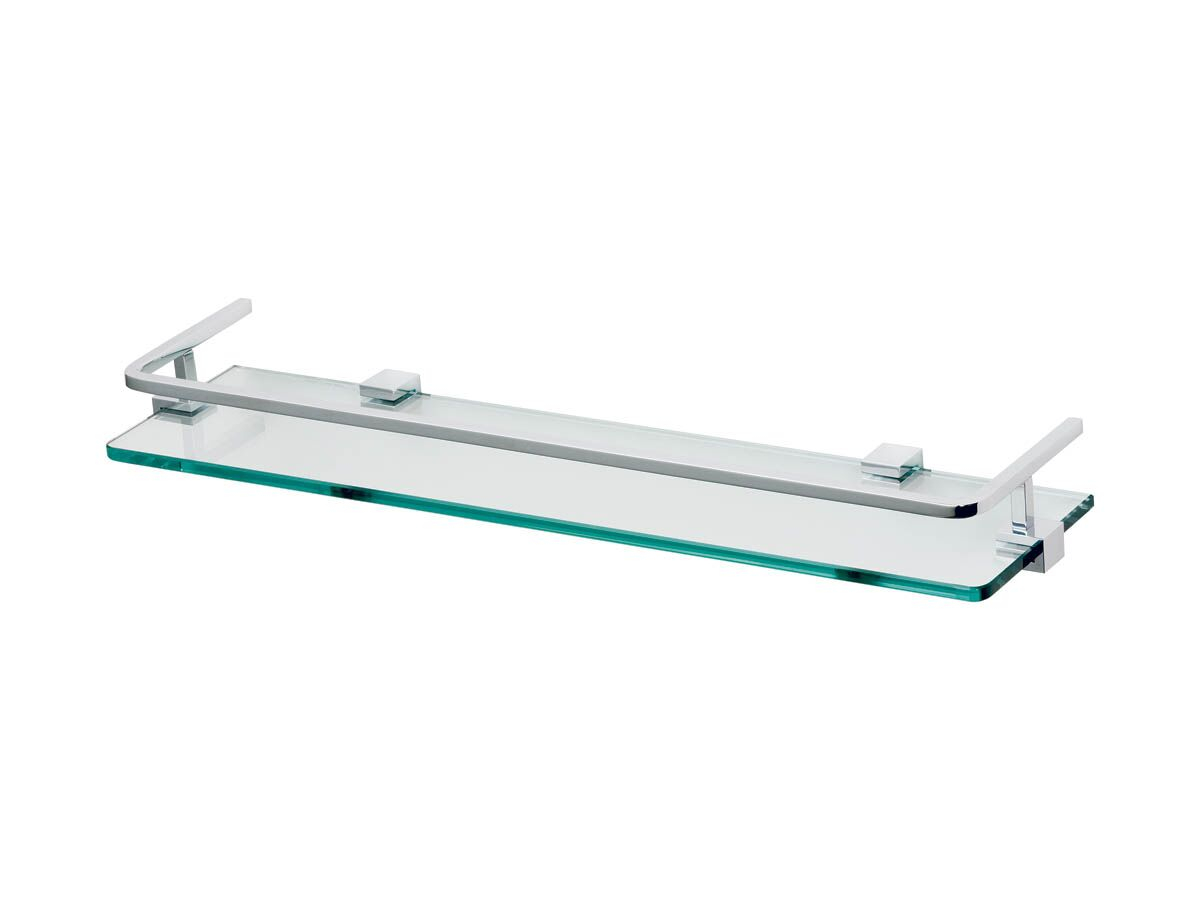 Mizu Bloc Glass Shelf With Railing 500Mm Chrome From Reece pertaining to 5825 Glass Shelf 500Mm