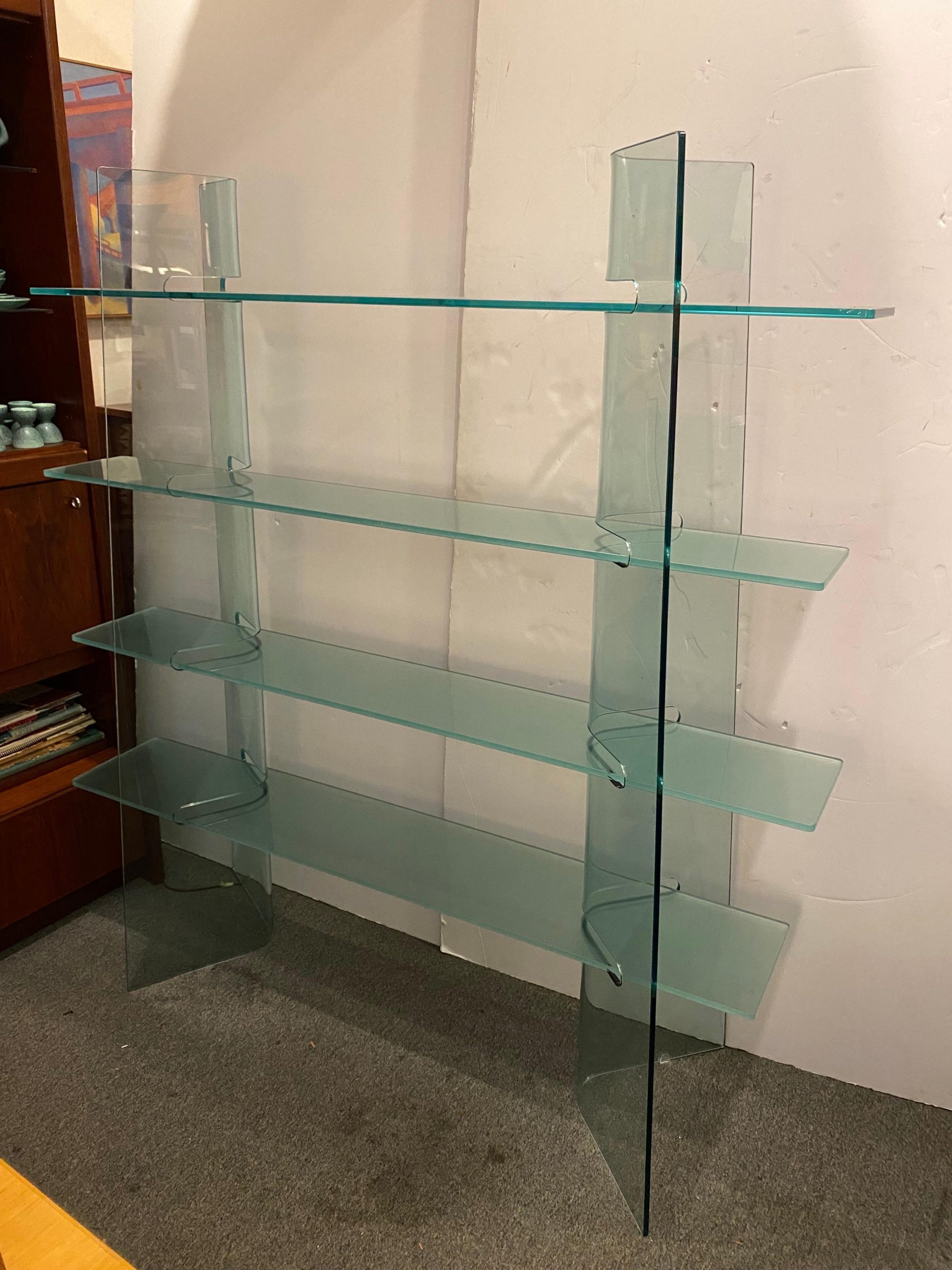 Modern Free-Standing Glass Shelf For Sale At 1Stdibs in Wingit Modern Elegance Tempered Glass Shelf