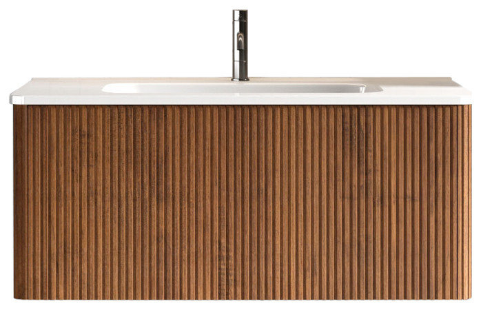 Modern Wall Mounted Bath Vanity, Integrated Sink, 36"W - Transitional ... intended for Modern Wall Mounted Bath Vanity, Integrated Sink, Walnut, 30"H