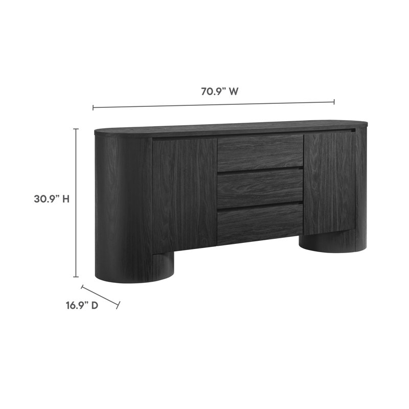 Modway Duval 71" Rounded Sideboard Storage Cabinet | Wayfair throughout Design Tips for Incorporating 71 Side Cabinets Into Any Room Layout