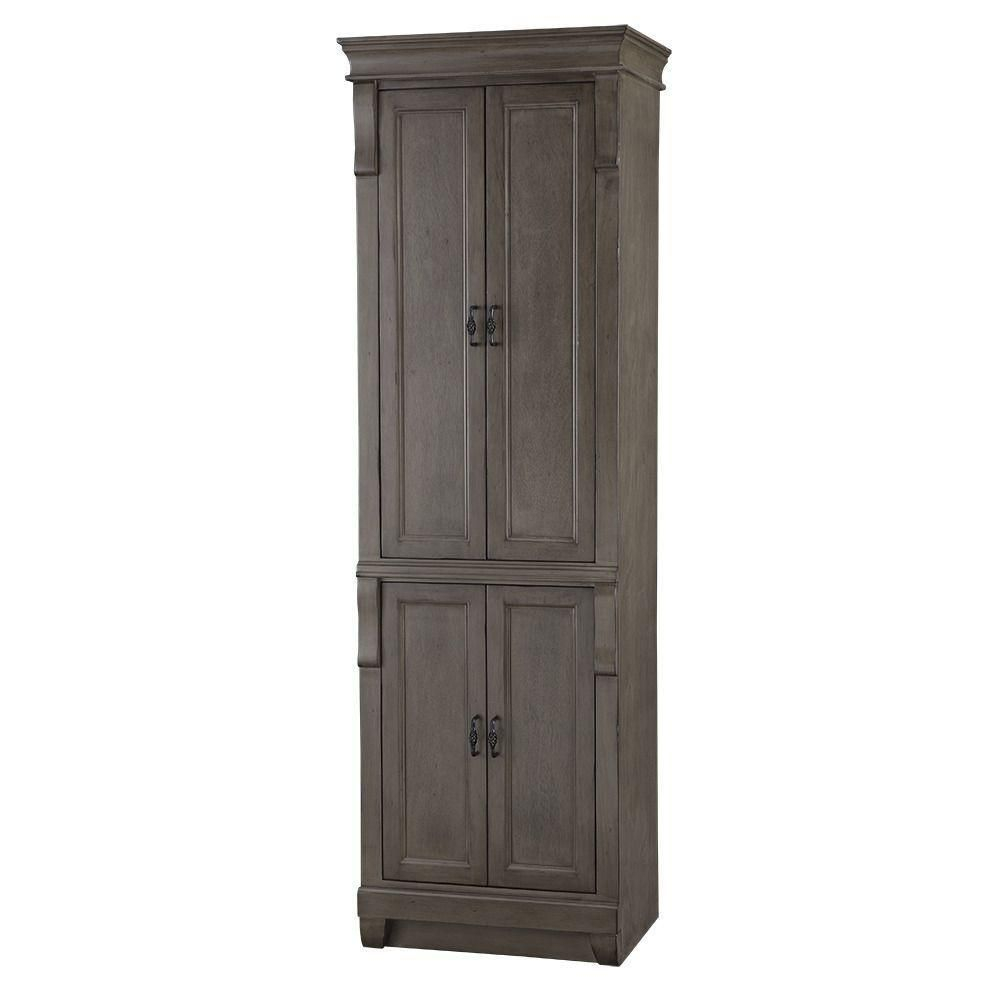 Naples 24 In. W X 74 In. H X 17 In. D Bathroom Linen Cabinet In ... with regard to Pemberly Row Coastal Wood Tall Cabinet In Distressed Gray/Gold