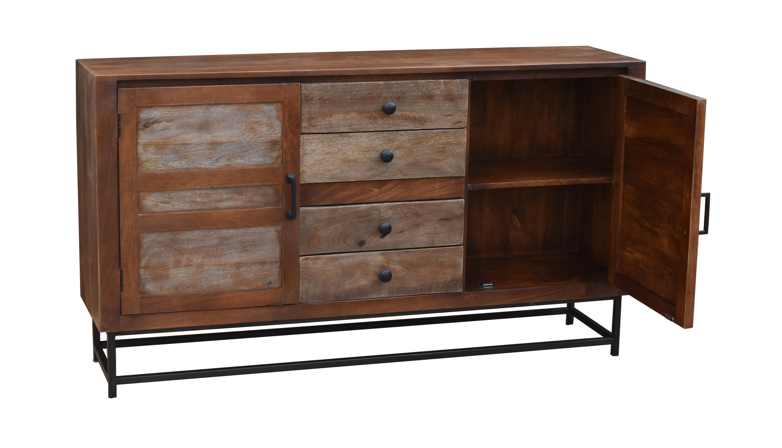 Natal Mango Wood Bathroom Linen Cabinet With 4 Drawers And 2 Doors ... regarding Siena Recycled Mango Wood Bathroom Linen Cabinet