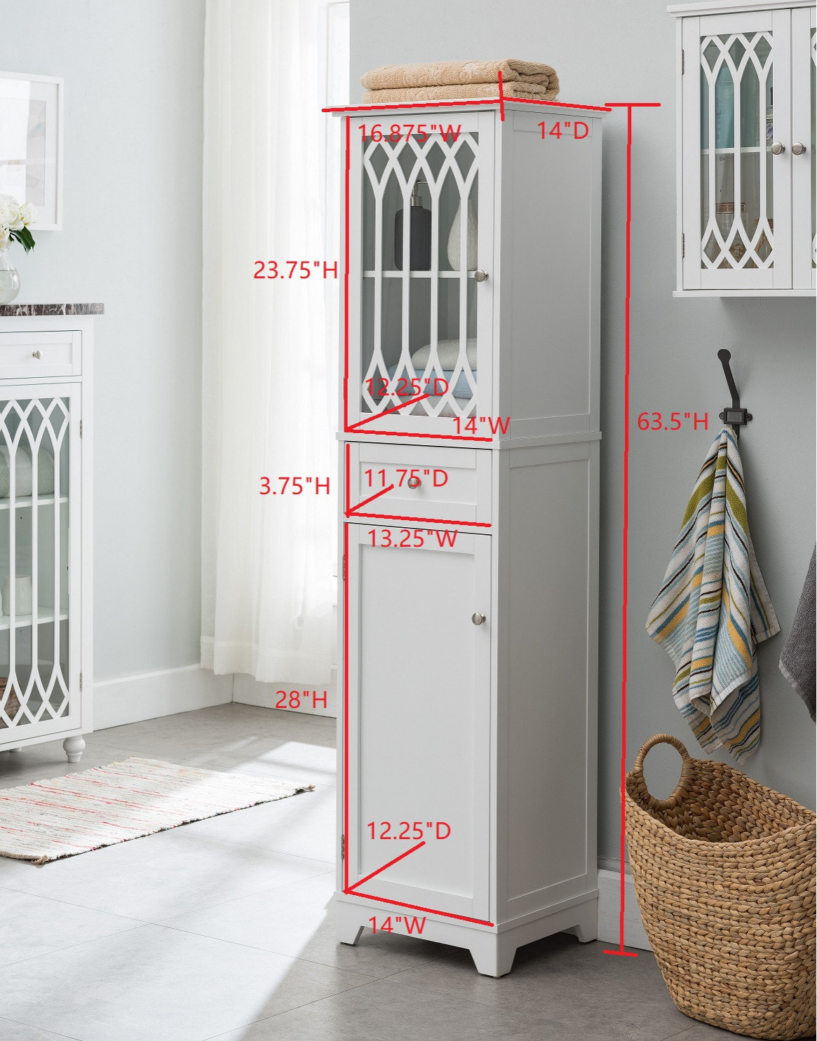Newberry Tall Bathroom Storage Cabinet - Linen Tower, White, 17"W X 14 ... inside The Role of Vertical Storage in Creating Cleaner Bathroom Environments