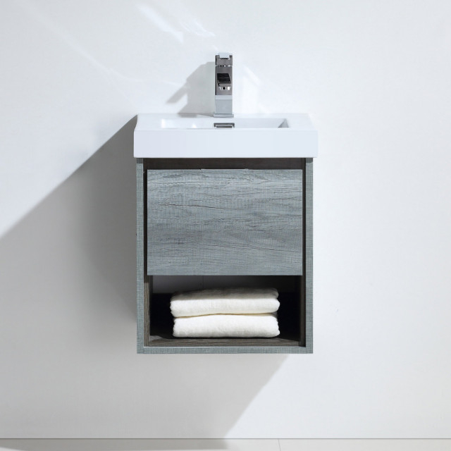 Oates 18" Single Bathroom Vanity Set - Modern - Bathroom Vanities And ... regarding The Art and Functionality of Oates 9" Side Cabinet in Bluish-Green Design