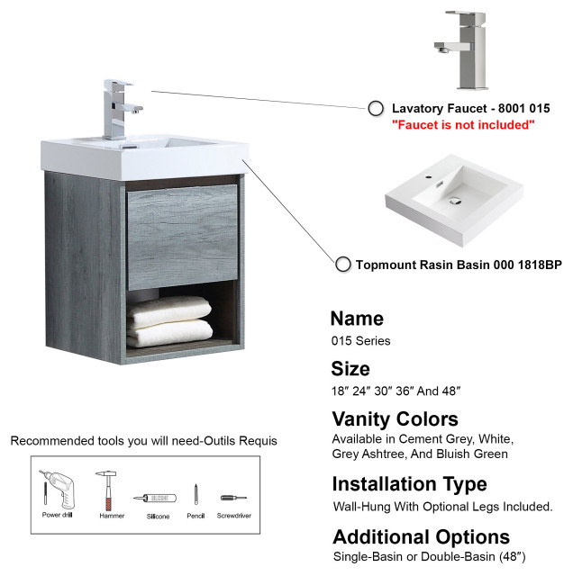Oates 18" Single Bathroom Vanity Set - Modern - Bathroom Vanities And ... within The Art and Functionality of Oates 9" Side Cabinet in Bluish-Green Design