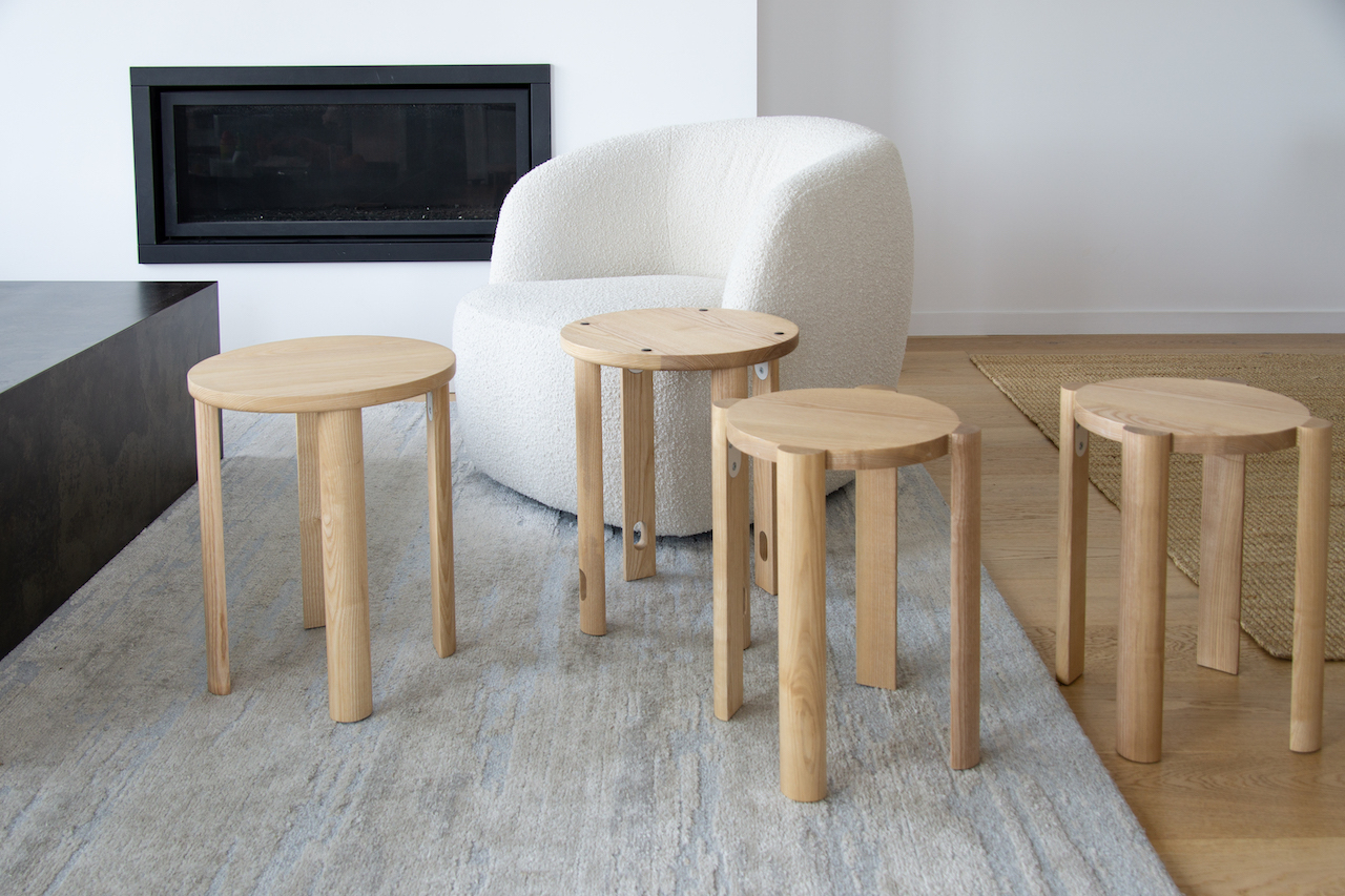 Otelier's Wooden Side Table Cleverly Turns Into Four Stools throughout Aeri Freestanding Wood Stool