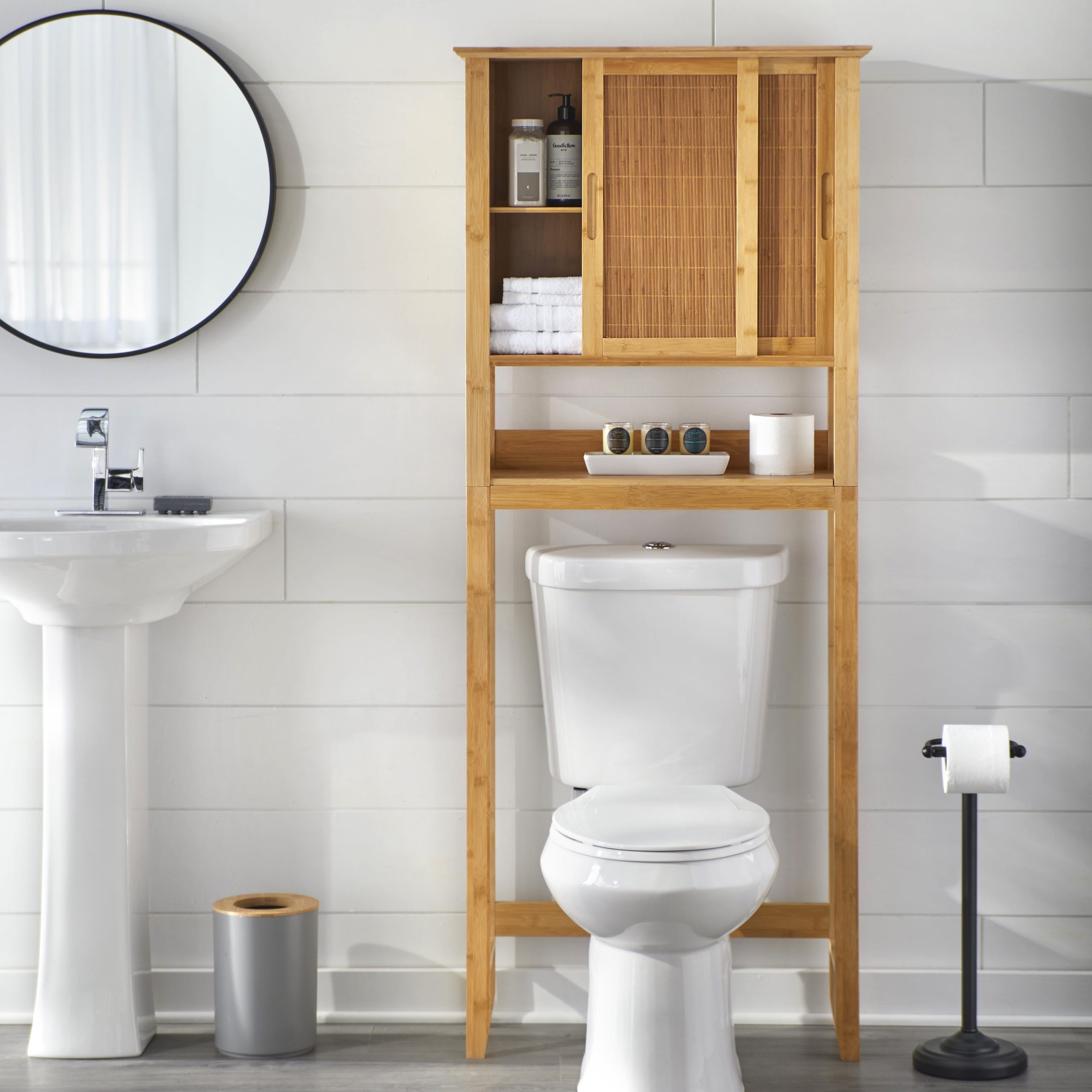 Over The Toilet Bathroom Storage, Space Saver, 1-Door, Bamboo, Natural ... throughout Over The Toilet Storage Cabinet, Space-Saving Bathroom Storage Cabinet