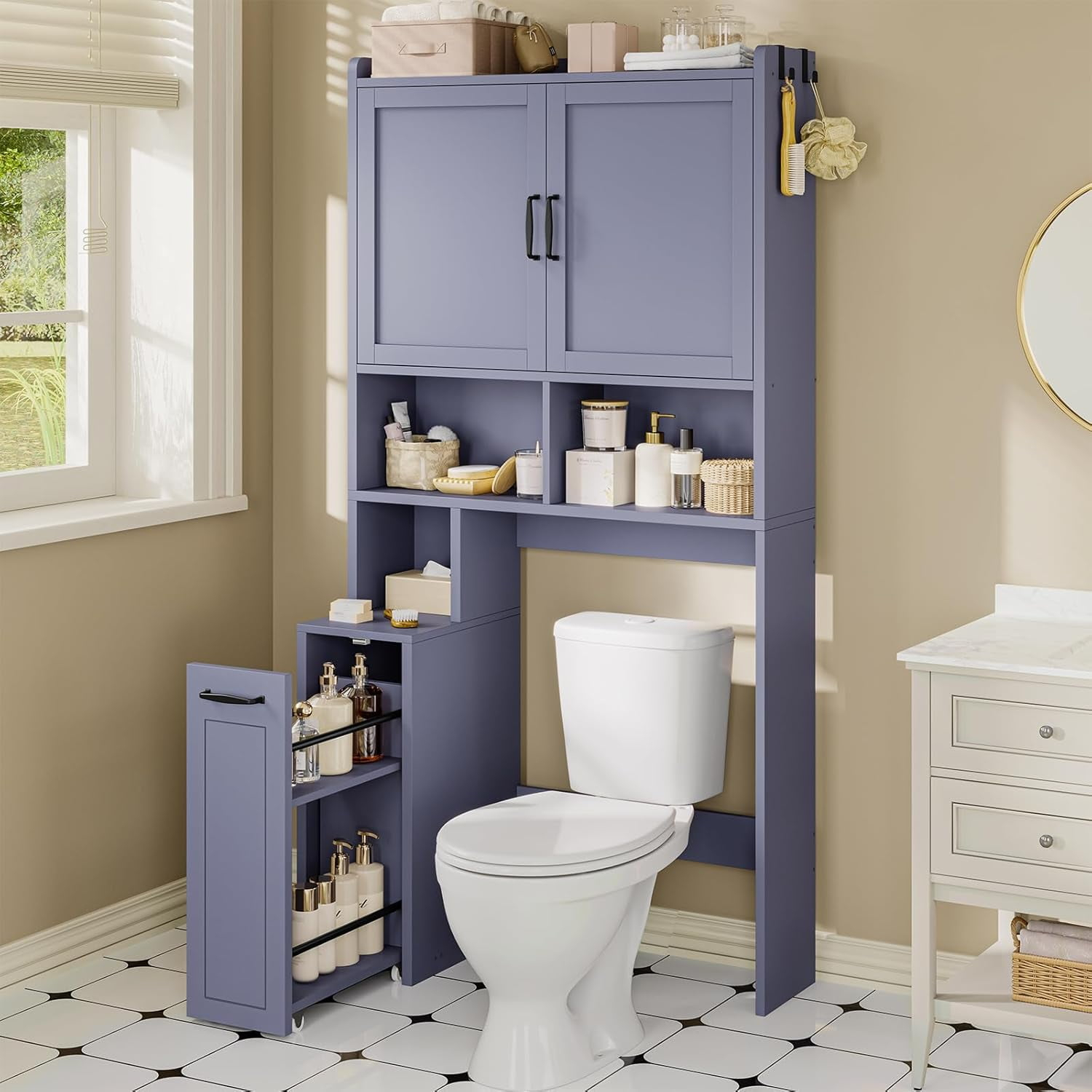 Over The Toilet Storage Cabinet With Pulley Small Bathroom Storage ... within Everything You Need to Know About Over-The-Toilet Storage Units