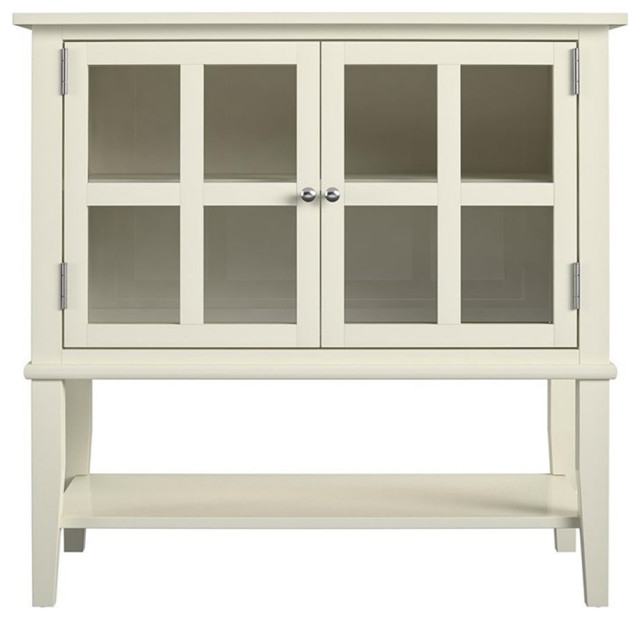 Pemberly Row Mid-Centruy 2 Door Storage Cabinet In Soft White ... throughout Pemberly Row Etagere In Soft White