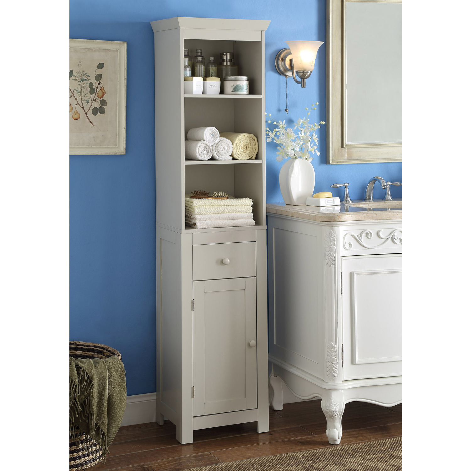 Rancho Space Saver Cabinet/White - Walmart.com for Avington Space Saver Cabinet