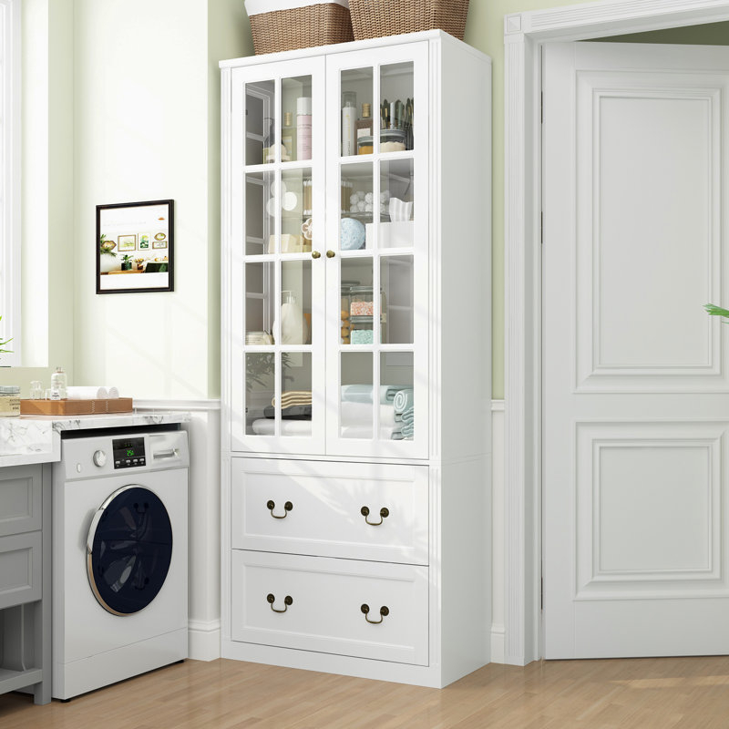 Rebrilliant Novka Freestanding Standard Linen Cabinet & Reviews | Wayfair regarding Silhouette Linen Cabinet, Zambukka