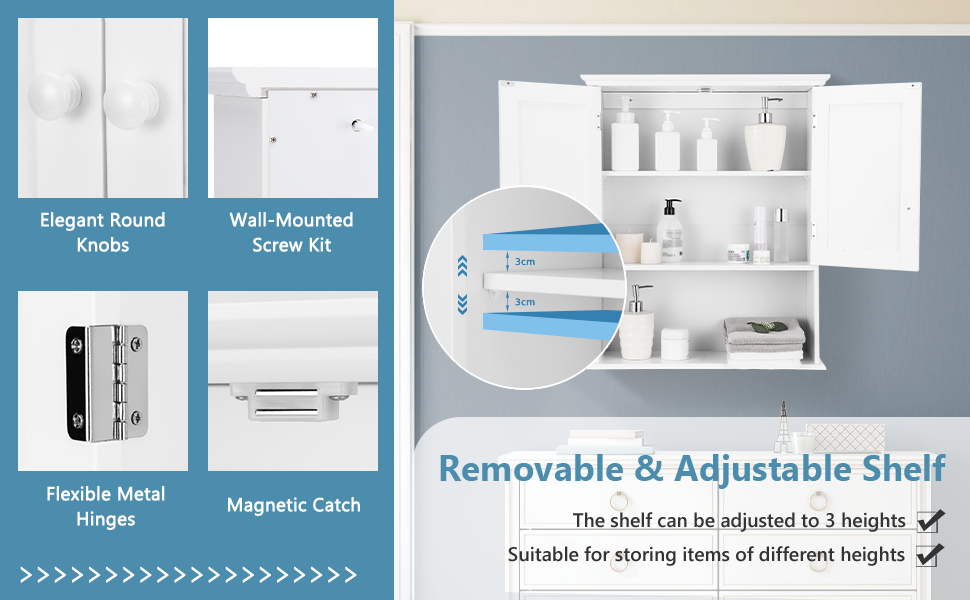 Relax4Life Bathroom Wall Cabinet, Wooden Wall Mounted Storage Cupboard ... inside Aeri Lacquered Wood Wall Mount Unit