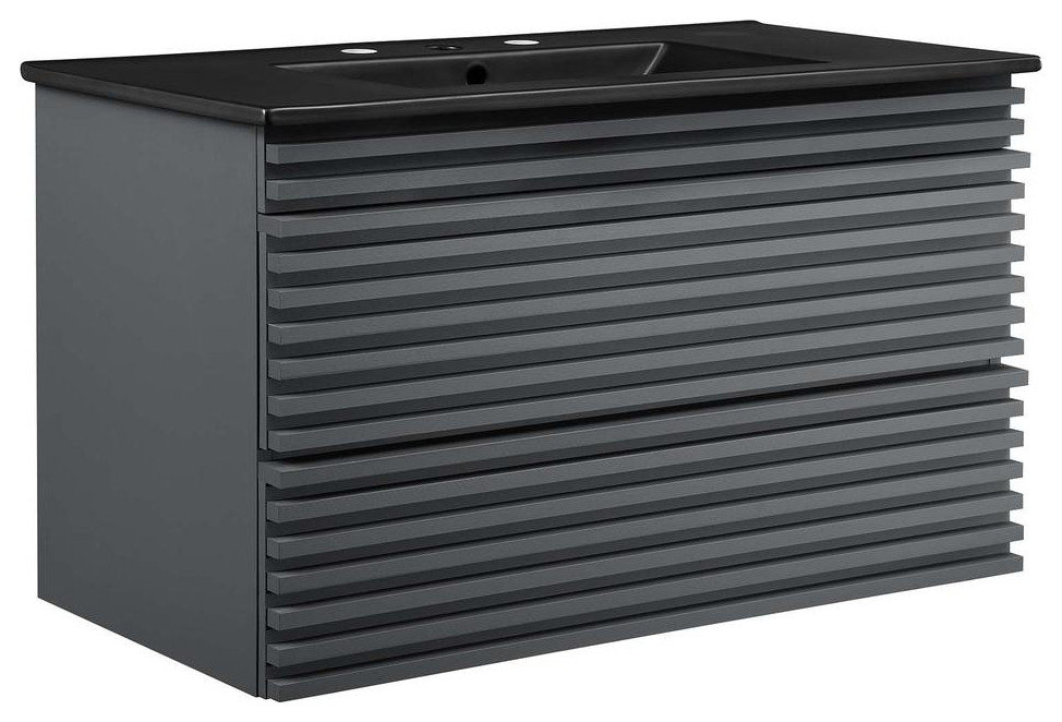 Render 36 Wall-Mount Bathroom Vanity - Contemporary - Bathroom Cabinets ... with regard to The Hidden Details That Make or Break a Bathroom Cabinet