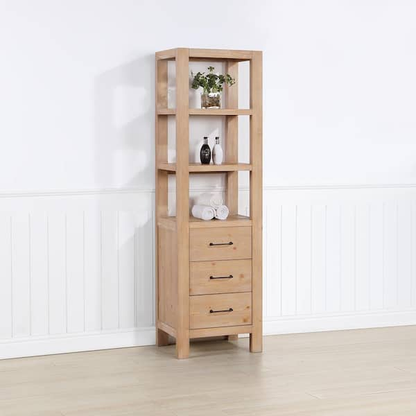 Roswell León 21.7 In. W X 15.7 In. D X 72 In. H Brown Storage Linen ... pertaining to Leon Storage Cabinet For Bath, Kitchen And Living Room