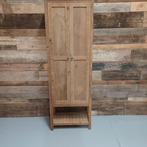 Rustic Linen Cabinet With Glass Door Made Of Reclaimed Pine - Etsy pertaining to Maximizing Space with Wide Reclaimed Pine Storage Units