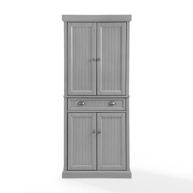 Seaside Pantry Cabinet, Distressed Gray - Walmart.com inside Pemberly Row Coastal Wood Tall Cabinet In Distressed Gray/Gold